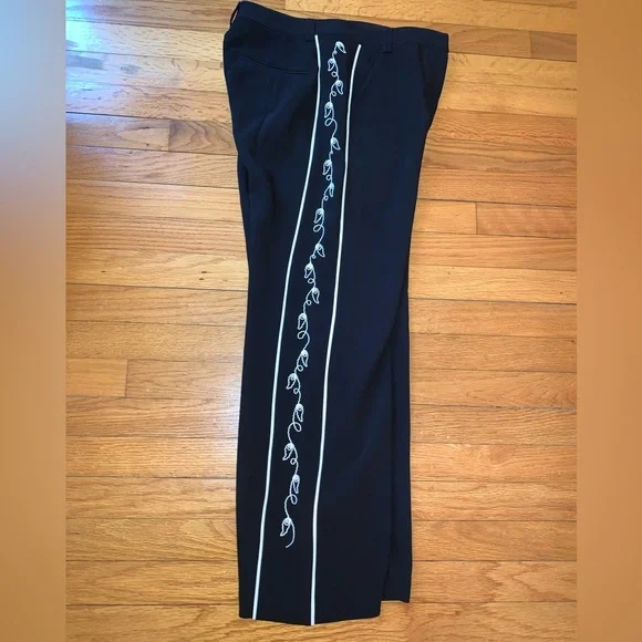 CINQ A SEPT Western Rumi Tatum Embroidered Black Suit Pants 8